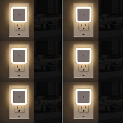 1 Set 6pcs Night Light, Night Lights Plug into Wall , Nightlight Plug in Night Lights, Dusk to Dawn Night Lamp Led Night Light for Bedroom, Bathroom, Hallway Warm White