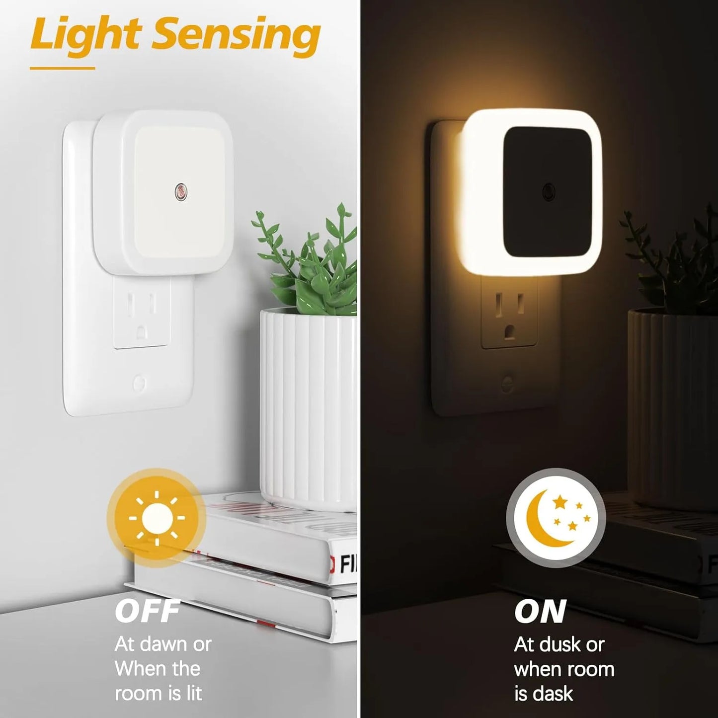 1 Set 6pcs Night Light, Night Lights Plug into Wall , Nightlight Plug in Night Lights, Dusk to Dawn Night Lamp Led Night Light for Bedroom, Bathroom, Hallway Warm White