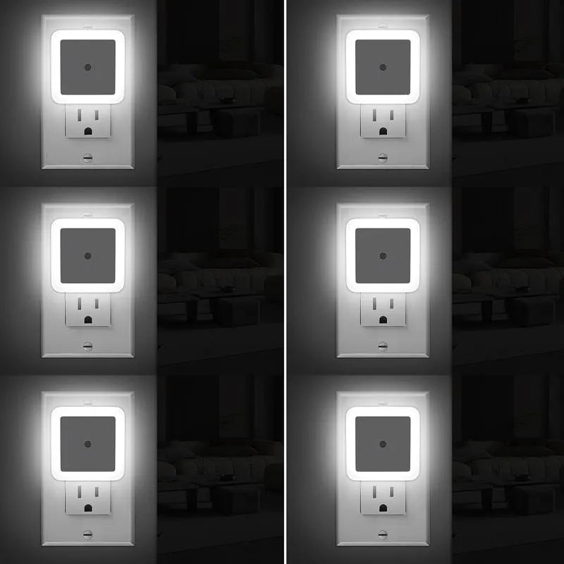 1 Set 6pcs Night Light, Night Lights Plug into Wall , Nightlight Plug in Night Lights, Dusk to Dawn Night Lamp Led Night Light for Bedroom, Bathroom, Hallway Warm White
