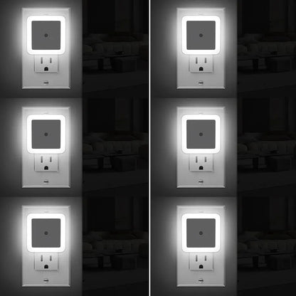 1 Set 6pcs Night Light, Night Lights Plug into Wall , Nightlight Plug in Night Lights, Dusk to Dawn Night Lamp Led Night Light for Bedroom, Bathroom, Hallway Warm White