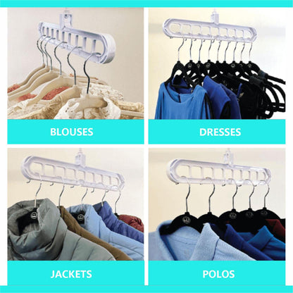 Heavy-Duty Foldable Plastic Pants Hangers with 9 Holes, Adjustable & Non-Slip - 5-Pack