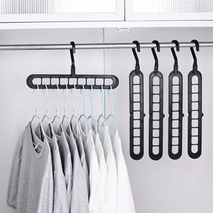 Heavy-Duty Foldable Plastic Pants Hangers with 9 Holes, Adjustable & Non-Slip - 5-Pack
