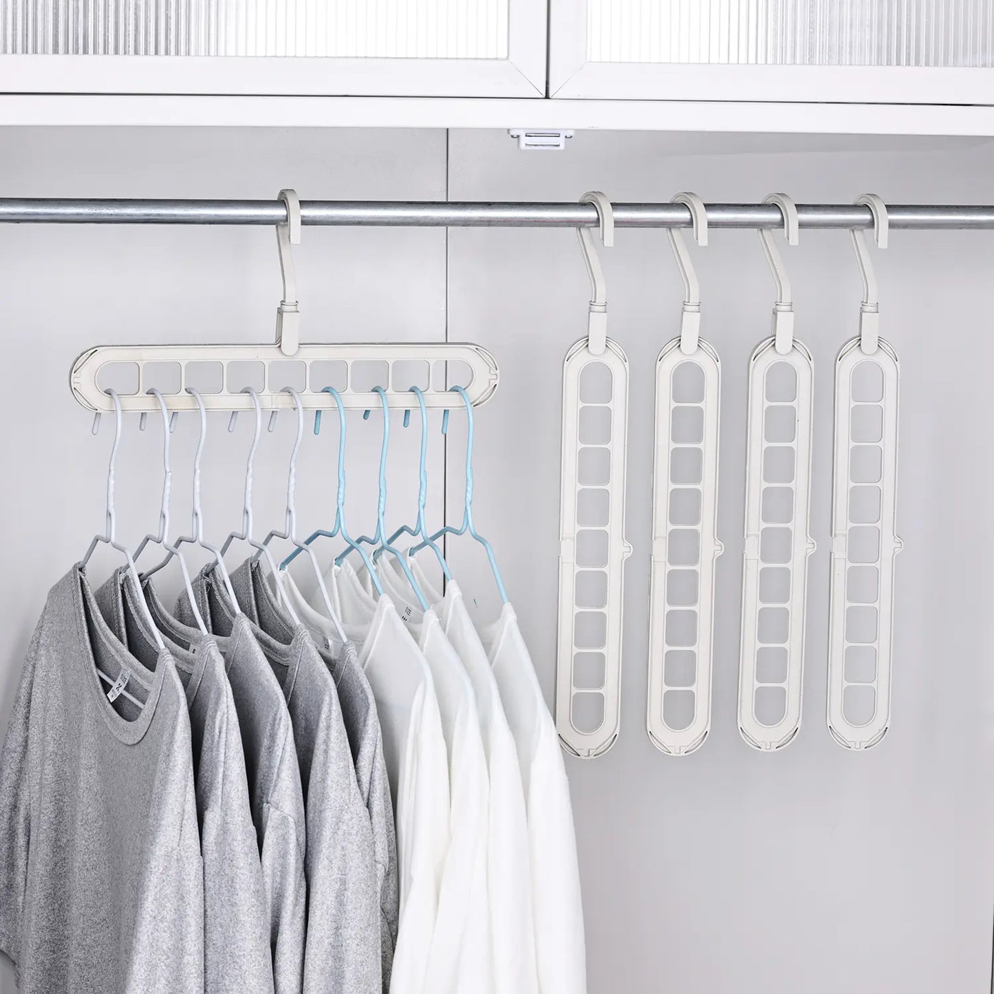 Heavy-Duty Foldable Plastic Pants Hangers with 9 Holes, Adjustable & Non-Slip - 5-Pack
