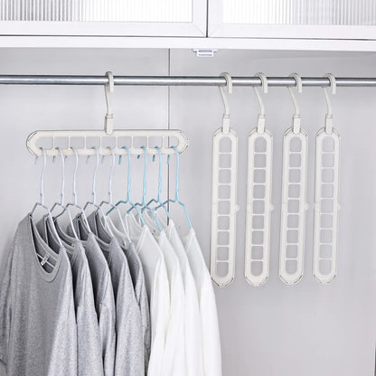 Heavy-Duty Foldable Plastic Pants Hangers with 9 Holes, Adjustable & Non-Slip - 5-Pack