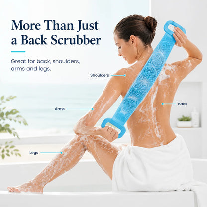 🧽 Back Silicone Scrubber – SPA-Grade & Double-Sided Massage Design – For Softer Skin & Easier Shower Routines – Extra Long Reach 💆‍♀️