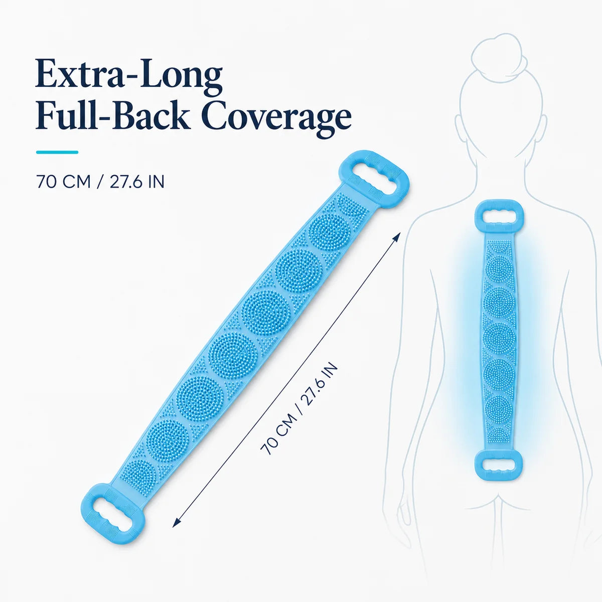 🧽 Back Silicone Scrubber – SPA-Grade & Double-Sided Massage Design – For Softer Skin & Easier Shower Routines – Extra Long Reach 💆‍♀️