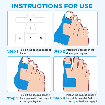 Cut Bunion Corrector Kinesiology Tape– Elastic, Breathable & Hypoallergenic Latex-Free Toe Support Strips
