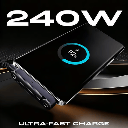 Invisible Stand Type-C Charger Cable - 240W Super Fast Charging 2-in-1 Electronic Cord with Cellphone Holder