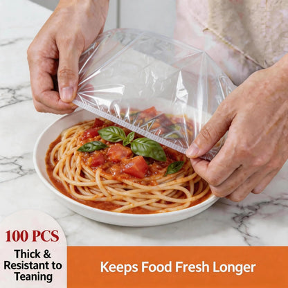 Disposable Stretch Food Covers for Bowls & Plates, Elastic Bowl Covers, Plastic Wrap Alternative for Leftovers