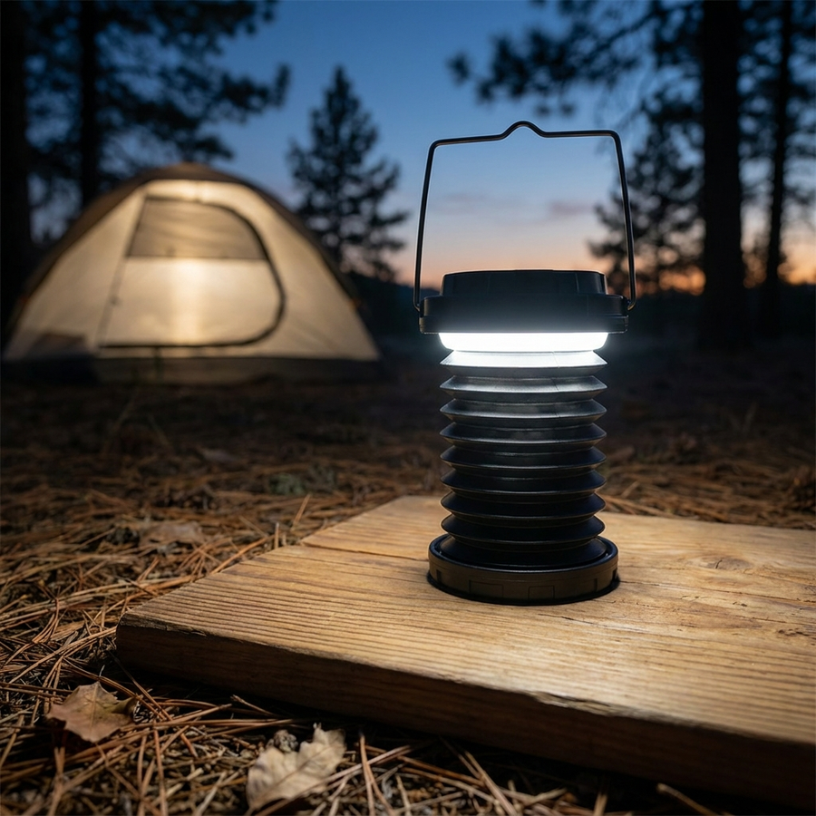 Solar Camping Lantern  - Rechargeable LED Lights, Magnetic Base & Foldable Hanging Hook