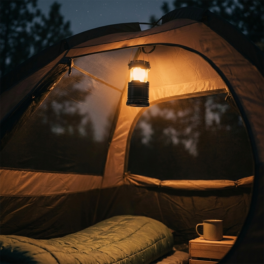 Solar Camping Lantern  - Rechargeable LED Lights, Magnetic Base & Foldable Hanging Hook
