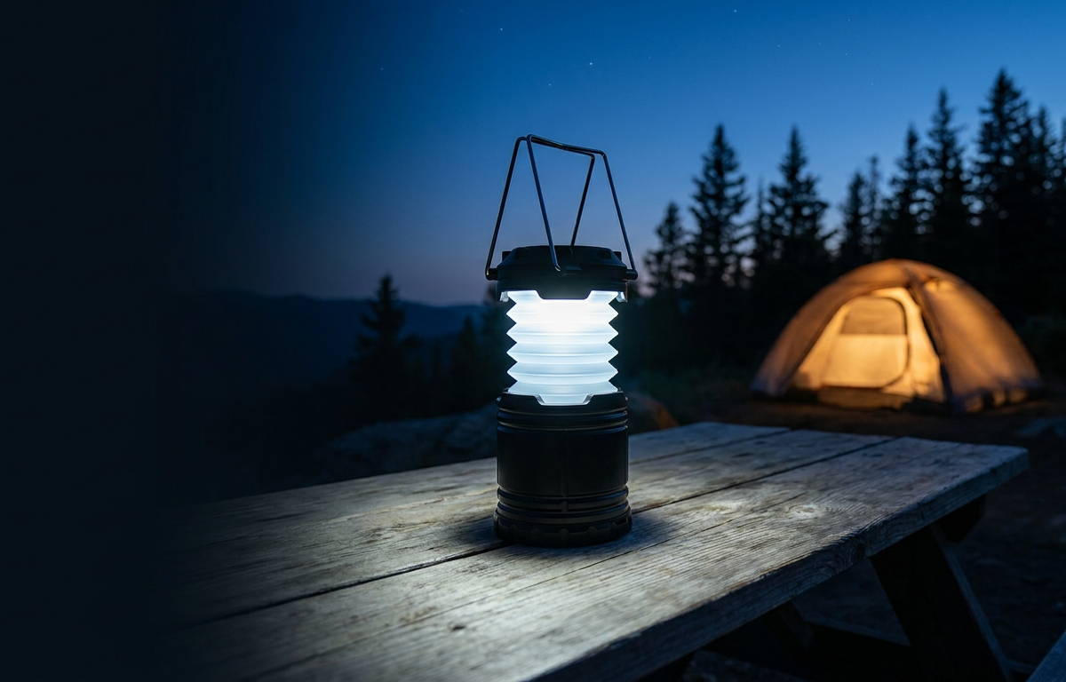 Solar Camping Lantern  - Rechargeable LED Lights, Magnetic Base & Foldable Hanging Hook