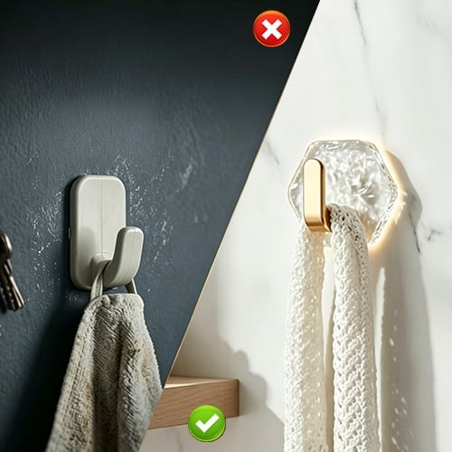Heavy-Duty Plastic Self-Adhesive Hexagonal Ripple Hooks, 10/20-Pack Waterproof Rustproof Sticky Hooks for Bathroom