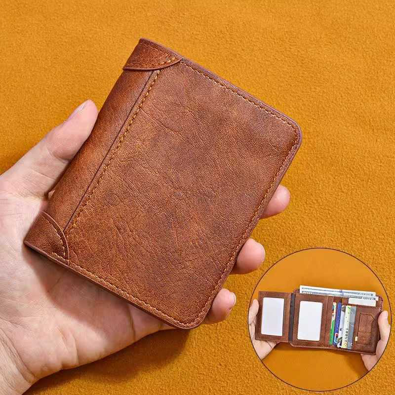 Large-Capacity Trifold Wallet for Men, RFID Blocking PU Leather Wallet with Multiple Card Slots