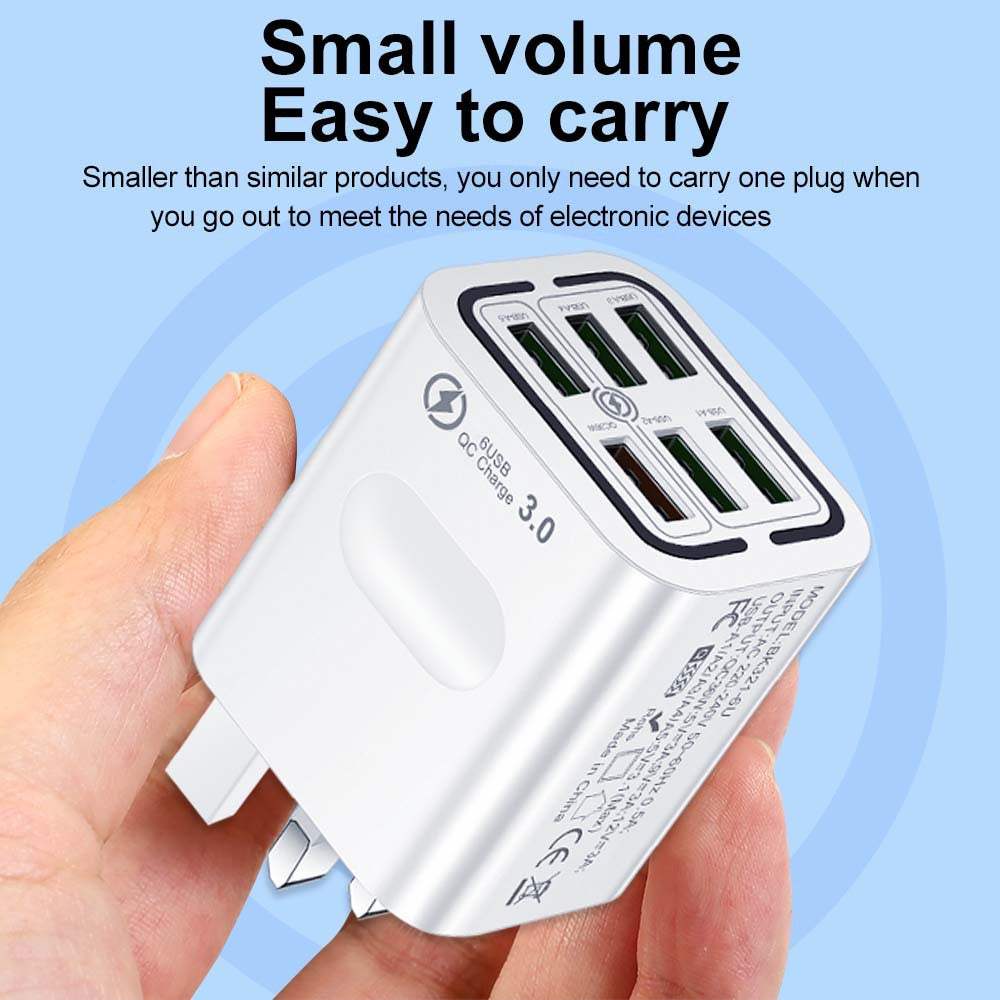 50W Portable 6-Port USB C & USB A Square Charging Station