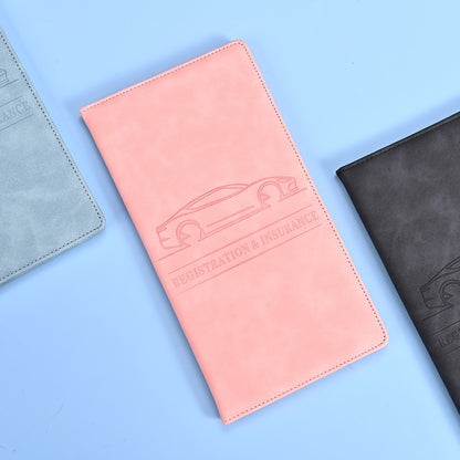 Car Registration & Insurance Card Holder, Magnetic Closure Vehicle Organizer, Car Essential Document Wallet