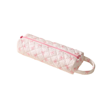 Quilted Multi‑Purpose Storage Bag, Portable Zipper Cosmetic Makeup Pouch with Handle