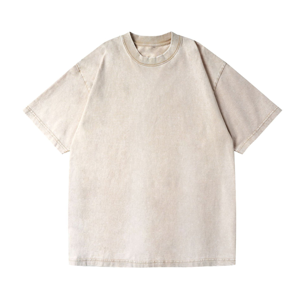 Distressed Washed Cotton 4-Pack Tees Breathable Sports Couples Plain Short Sleeve Black Cream