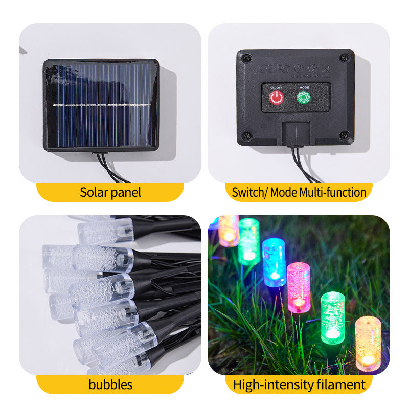 Set of 10 LED Solar Garden Stake Lights, Blue Bubble-Shaped Path Lights, IPX4 Waterproof Outdoor Garden Lights
