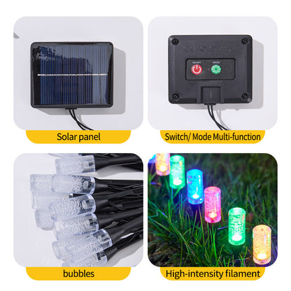 Set of 10 LED Solar Garden Stake Lights, Blue Bubble-Shaped Path Lights, IPX4 Waterproof Outdoor Garden Lights