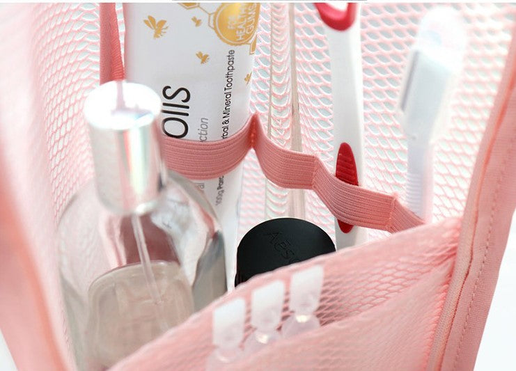 Mesh Zipper Toiletry Storage Pouch – Multi-Pocket Travel Cosmetic Organizer Bag