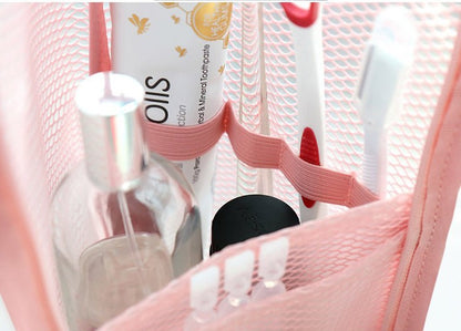 Mesh Zipper Toiletry Storage Pouch – Multi-Pocket Travel Cosmetic Organizer Bag