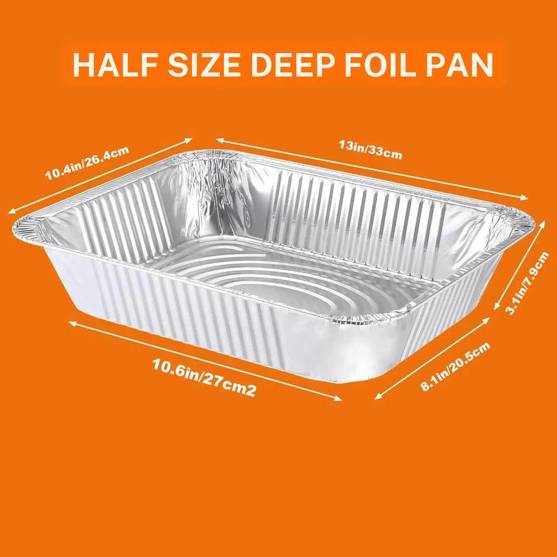 Aluminum Foil Pans 9x13 Disposable – Half Size Aluminum Foil Heavy Duty deep Steam Table Pan, Tin foil Turkey Sheets Tray Chafing Grill Accessories for Cooking, Baking, Storing, Food Prepping