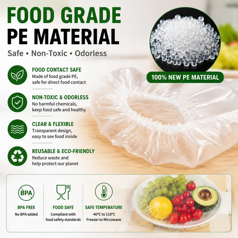 Disposable Stretch Food Covers for Bowls & Plates, Elastic Bowl Covers, Plastic Wrap Alternative for Leftovers