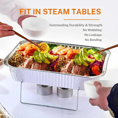 Aluminum Foil Pans 9x13 Disposable – Half Size Aluminum Foil Heavy Duty deep Steam Table Pan, Tin foil Turkey Sheets Tray Chafing Grill Accessories for Cooking, Baking, Storing, Food Prepping