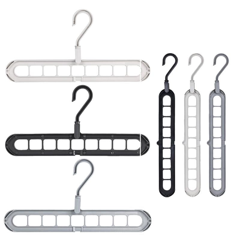 Heavy-Duty Foldable Plastic Pants Hangers with 9 Holes, Adjustable & Non-Slip - 5-Pack