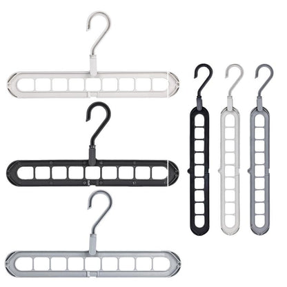 Heavy-Duty Foldable Plastic Pants Hangers with 9 Holes, Adjustable & Non-Slip - 5-Pack
