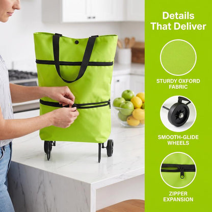 Heavy-Duty Rolling Cart with Reinforced Oxford Fabric, Silent Wheels