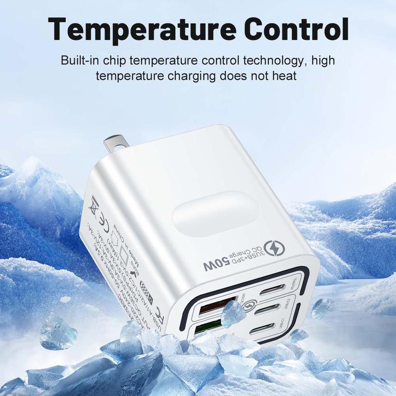 50W Portable 6-Port USB C & USB A Square Charging Station
