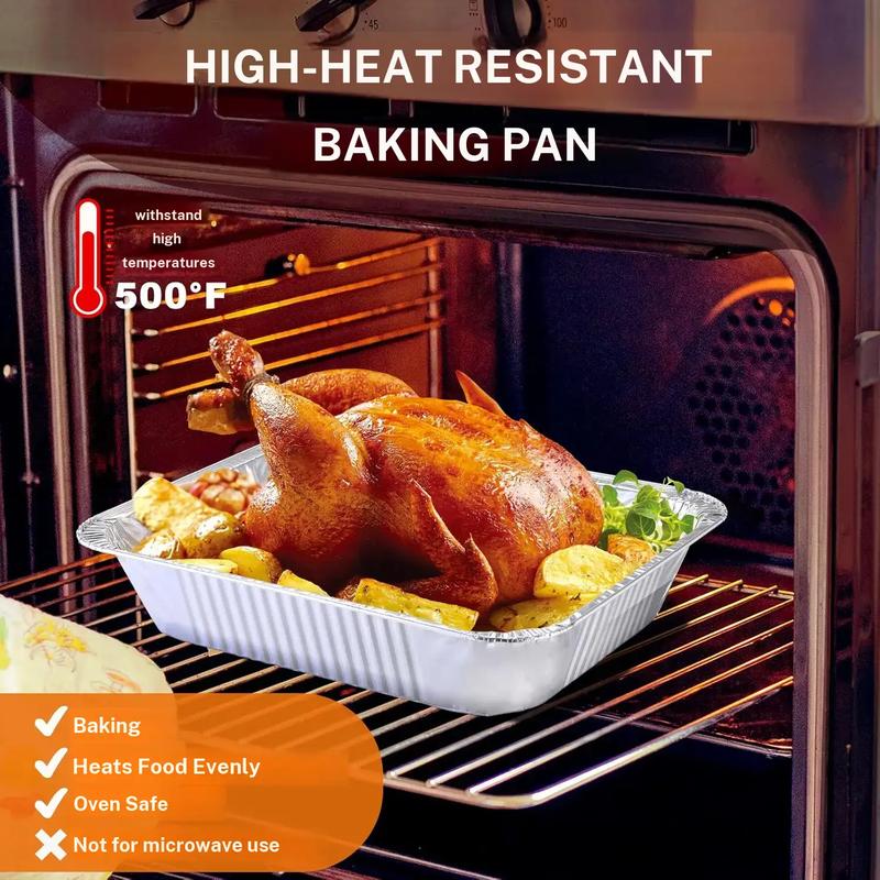 Aluminum Foil Pans 9x13 Disposable – Half Size Aluminum Foil Heavy Duty deep Steam Table Pan, Tin foil Turkey Sheets Tray Chafing Grill Accessories for Cooking, Baking, Storing, Food Prepping