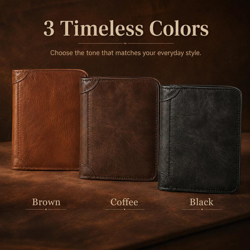 Large-Capacity Trifold Wallet for Men, RFID Blocking PU Leather Wallet with Multiple Card Slots