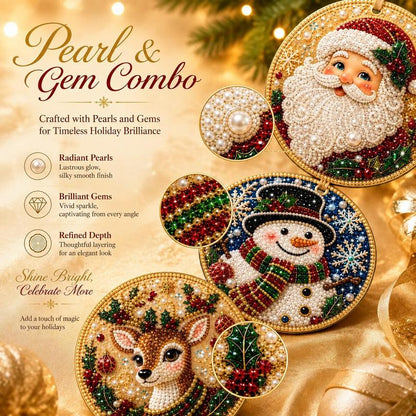 Christmas DIY Diamond Painting Ornaments Kit, Xmas Tree Hanging Pendant, Handmade Craft Decoration Gift for Holiday Home Party