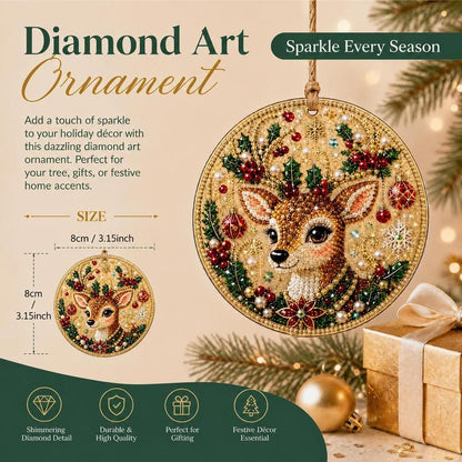 Christmas DIY Diamond Painting Ornaments Kit, Xmas Tree Hanging Pendant, Handmade Craft Decoration Gift for Holiday Home Party