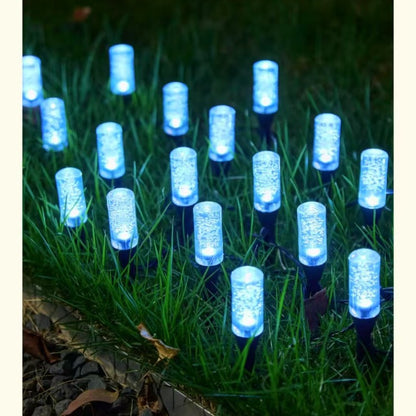 Set of 10 LED Solar Garden Stake Lights, Blue Bubble-Shaped Path Lights, IPX4 Waterproof Outdoor Garden Lights