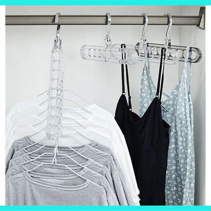 Heavy-Duty Foldable Plastic Pants Hangers with 9 Holes, Adjustable & Non-Slip - 5-Pack