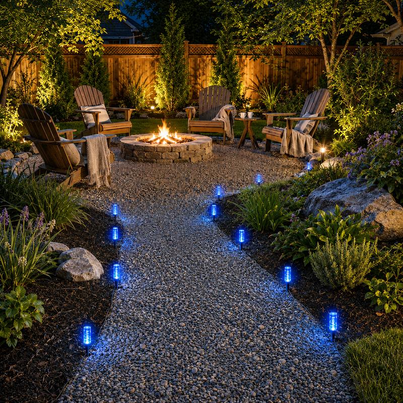 Set of 10 LED Solar Garden Stake Lights, Blue Bubble-Shaped Path Lights, IPX4 Waterproof Outdoor Garden Lights