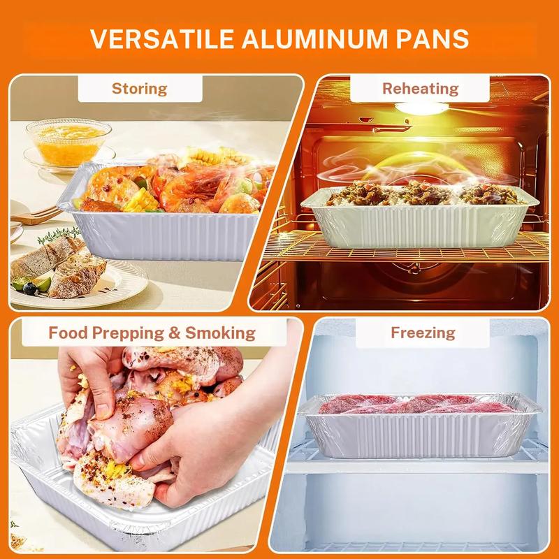 Aluminum Foil Pans 9x13 Disposable – Half Size Aluminum Foil Heavy Duty deep Steam Table Pan, Tin foil Turkey Sheets Tray Chafing Grill Accessories for Cooking, Baking, Storing, Food Prepping