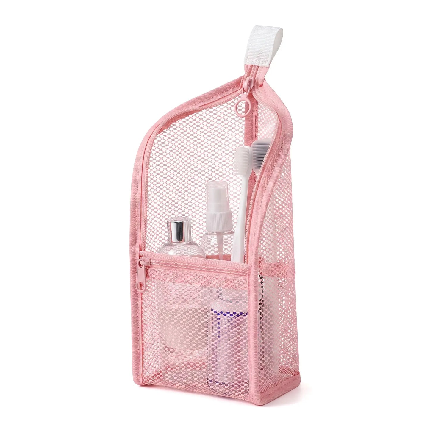 Mesh Zipper Toiletry Storage Pouch – Multi-Pocket Travel Cosmetic Organizer Bag