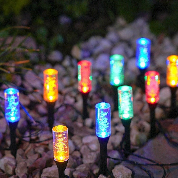 Set of 10 LED Solar Garden Stake Lights, Blue Bubble-Shaped Path Lights, IPX4 Waterproof Outdoor Garden Lights