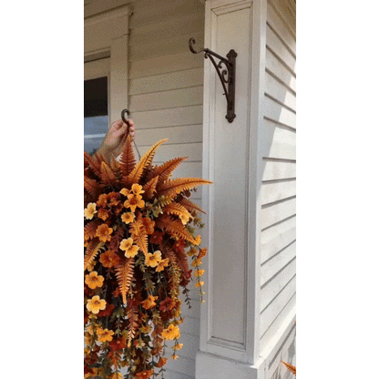 UV-resistant artificial Boston fern plant, realistic large outdoor hanging autumn faux plant, lifelike autumn fern for fall porch decor