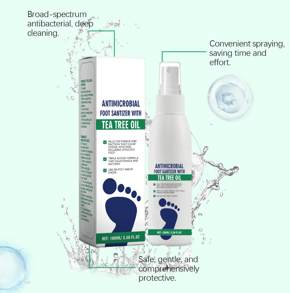 👣Tea Tree Oil Foot Spray - Plantar Moisturizing 👟Deodorant for Odor Control & Dry Feet Care