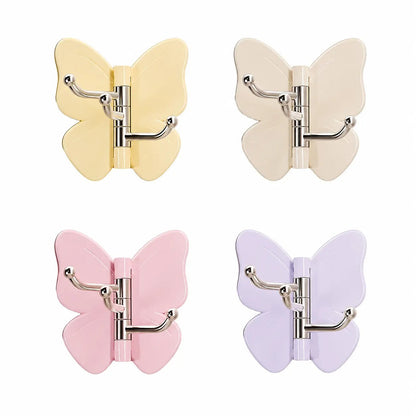🔥4 Pack Rotating Butterfly Hooks – Strong Adhesive Wall Organizer for Towels, Bags, Hats & Keys | No Drilling Required