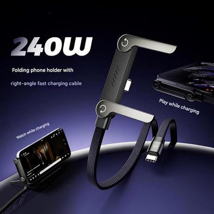 Invisible Stand Type-C Charger Cable - 240W Super Fast Charging 2-in-1 Electronic Cord with Cellphone Holder