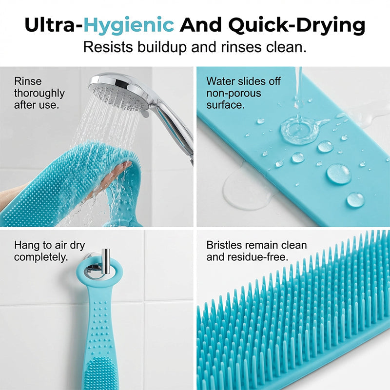 🧽 Back Silicone Scrubber – SPA-Grade & Double-Sided Massage Design – For Softer Skin & Easier Shower Routines – Extra Long Reach 💆‍♀️