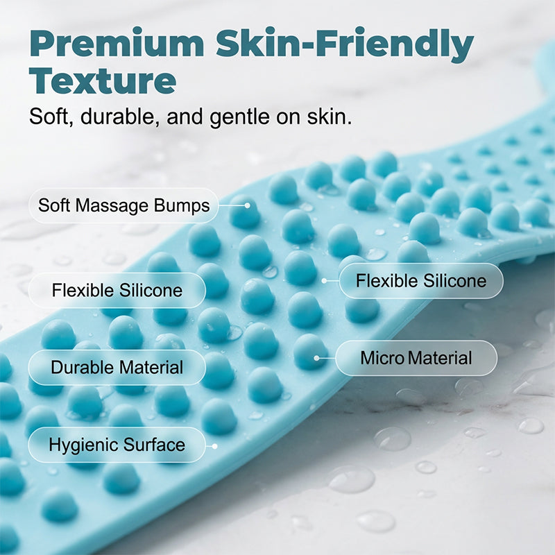 🧽 Back Silicone Scrubber – SPA-Grade & Double-Sided Massage Design – For Softer Skin & Easier Shower Routines – Extra Long Reach 💆‍♀️