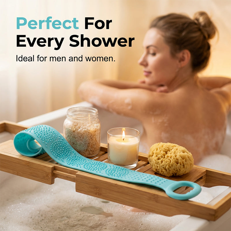 🧽 Back Silicone Scrubber – SPA-Grade & Double-Sided Massage Design – For Softer Skin & Easier Shower Routines – Extra Long Reach 💆‍♀️